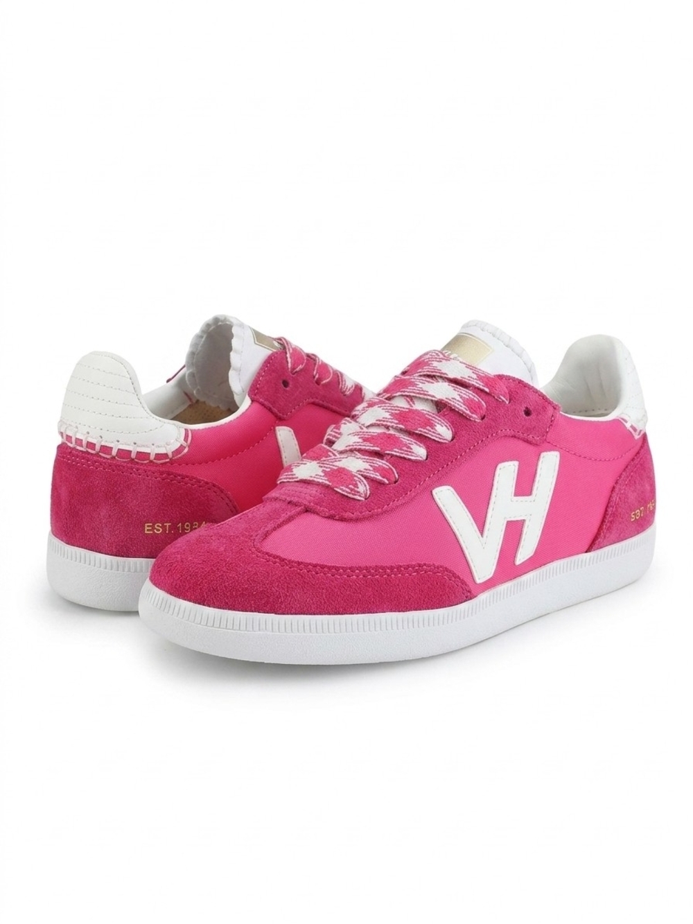 Vintage Havana Women’s Hot Pink Lace-Up Sneakers with White VH Logo Size 10